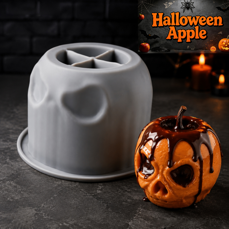 Candle Making Jug - Halloween-Totenkopf-Apfel-Silikonform, kreatives Design, lebensmittelechtes Silikon, antihaftbeschichtet